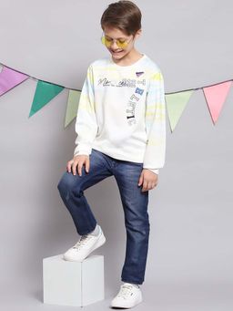 Monte Carlo - Boys White Blended Full Sleeves T-shirt