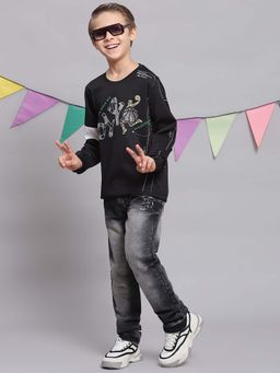 Monte Carlo - Boys Black Blended Full Sleeves T-shirt