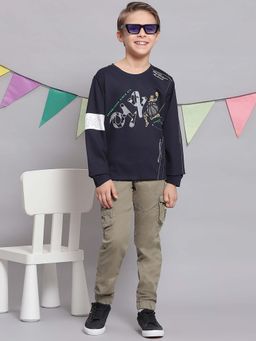 Monte Carlo - Boys Navy Blue Blended Full Sleeves T-shirt