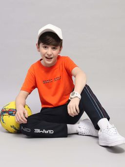 Monte Carlo - Boys Orange Pure Cotton Half Sleeves T-shirt