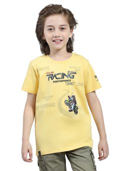 Monte Carlo - Boys Yellow Cotton Blend Half Sleeves T-shirt