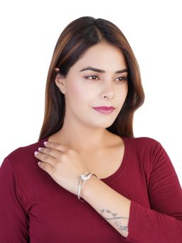 Estele - Rhodium Plated Inter Twin Designer Bracelet with Crystals for Women