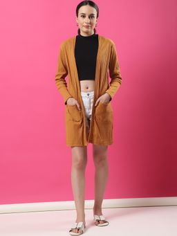 RIGO - Light Brown Front Open Long Rib Shrug