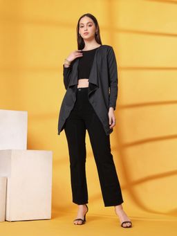 RIGO - Grey Women Cover Up Ruffle Waffle Shrug