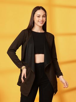 RIGO - Brown Women Cover Up Ruffle Waffle Shrug