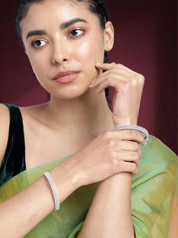 Peora - Silver Plated White Cubic Zirconia Studded Stylish Bangle Set Jewellery for Women (2.6)