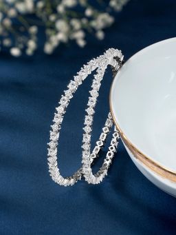 Peora - Silver Plated White Cubic Zirconia Studded Fancy Bangle Set Jewellery for Women (2.6)