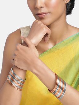 Peora - Rose Gold and Silver Plated Metal Bangles Fashion Jewellery for Women