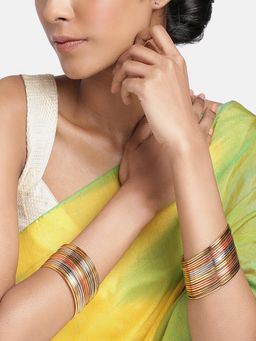 Peora - Traditional Antique Look Multicolor Metal Bangle Set for Women (2.4)