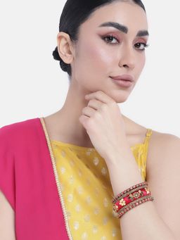 Peora - Synthetic Stone Studded 2.6 Red Silk Thread Bangles Set Ethnic for Women (2.6)
