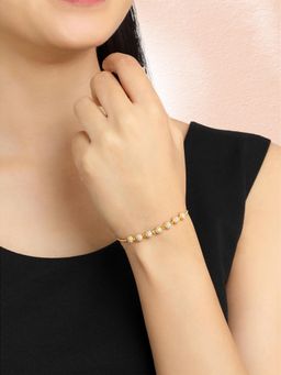 Peora - Gold Plated Cubic Zirconia Studded Stylish Bracelet Fancy Gift for Women (Adjustable)