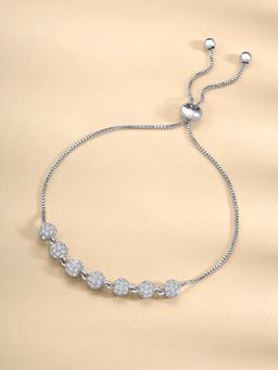 Peora - Silver Plated Cubic Zirconia Studded Stylish Bracelet Fancy for Women (Adjustable)