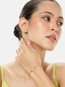 Peora - Rose Gold Plated CZ Studded Butterfly Shape Bracelet Jewellery for Women (Adjustable)