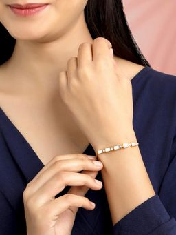 Peora - Gold Plated Cubic Zirconia Studded Bracelet Fancy Fashion Gift for Women (Adjustable)