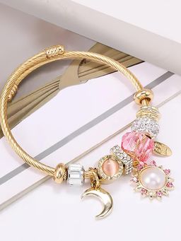 Peora - Synthetic Stone Studded Gold Plated Bracelet Fashion Stylish for Women (Adjustable)