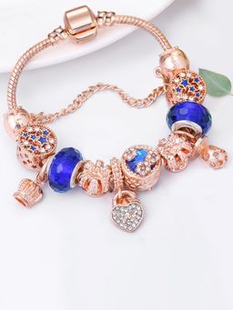 Peora - Cubic Zirconia Studded Rose Gold Plated Bracelet Fashion Wear Stylish Hand for Women