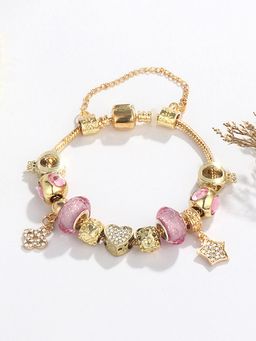 Peora - Cubic Zirconia Studded Gold Plated Bracelet Fashion Wear Stylish Hand Gift for Women