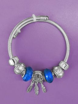 Peora - Silver Plated Synthetic Stone Studded Bracelet Stylish Fashion for Women (Adjustable)