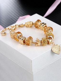 Peora - Gold Plated Synthetic Stone Studded Openable Bracelet Stylish Fashion Gift for Women