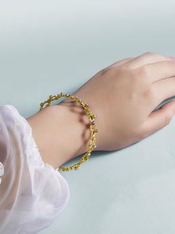 Peora - Gold Plated Heart Pattern Fancy Transformable Bracelet cum Ring for Women (Adjustable)