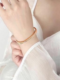 Peora - Rose Gold Plated Cubic Zirconia Studded Openable Kada Bracelet Stylish for Women