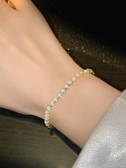 Peora - Gold Plated Cubic Zirconia Studded Bracelet Stylish Fashion for Women (Adjustable)