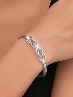 Peora - Silver Plated American Diamond Studded Bracelet Kada Stylish Fashion Gift for Women