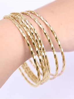 Peora - Gold Plated Stylish Set of 6 Metal Bangles Bracelet Jewellery for Women (2.6)