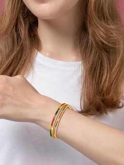 Peora - Gold Plated Multicolor Synthetic Stone Studded Fancy Kada Bracelet Gift for Women