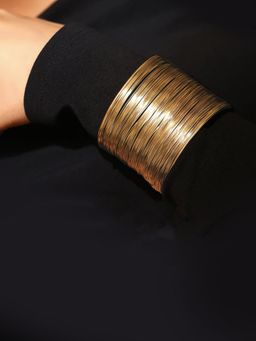 Peora - Gold Plated Fancy Cuff Bracelet Fashion Jewellery Gift for Women (Adjustable)
