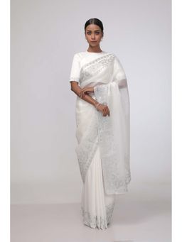 CHHAYA MEHROTRA - White Snowflake's Serenity Saree with Stitched Blouse