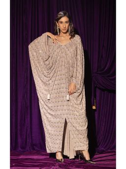 CHHAYA MEHROTRA - Grey Eden Kaftan Dress with Bralette (Set of 2)