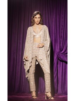 CHHAYA MEHROTRA - Grey Felecia Cape with Bralette and Pant (Set of 3)