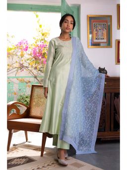 CHHAYA MEHROTRA - Green Inari Kurta with Pant and Dupatta (Set of 3)