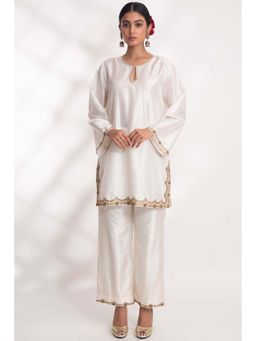 CHHAYA MEHROTRA - Ivory Lekha Kurti with Pant (Set of 2)