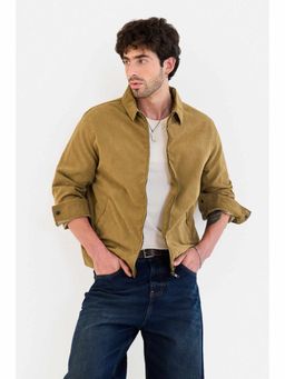 Snitch - Khaki Polyester Collar Neck Jacket