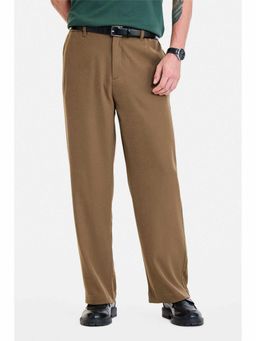 Snitch - Brown Polyester Blend Mid Waist Trouser
