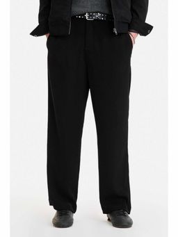 Snitch - Black Polyester Blend Mid Waist Trouser