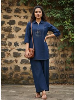 Autumnlane - Prisha Serul Embroidery Denim Co-Ord Set
