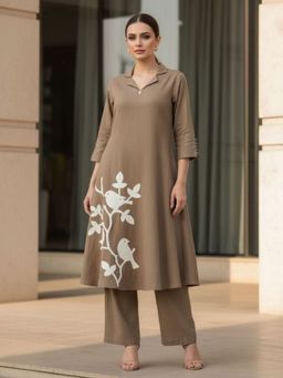 Autumnlane - Sargi Russet Embroidery Cotton Kurta with Pant