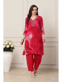 Biba - Women Pink Viscose Rayon Kurta with Salwar