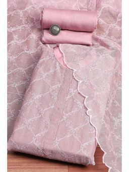 Biba - Women's Pink Polyester Schiffly Unstitched Suit (Set of 3)
