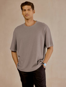 Andamen - Grey Solid Relaxed Fit T-Shirt
