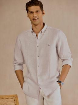 Andamen - Casual Men Linen Textured Grey Regular Fit Shirt