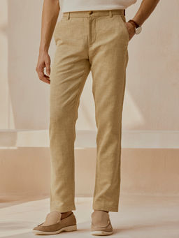 Andamen - Casual Men Cotton Blend Structure Khaki Regular Fit Trouser