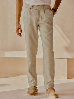 Andamen - Casual Men Organic Cotton Blend Structure Khaki Regular Fit Trouser