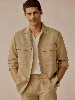 Andamen - Men Khaki Cotton Blend Regular Fit Shacket