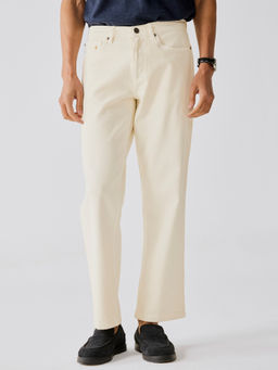 Andamen - Mens Casual Twill Woven Placement Print Straight Jeans