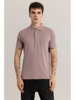 Snitch - Men Mauve Solid Half Sleeves Slim Fit Polo T-Shirt