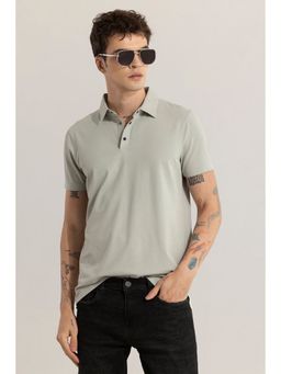 Snitch - Men Olive Solid Half Sleeves Slim Fit Polo T-Shirt